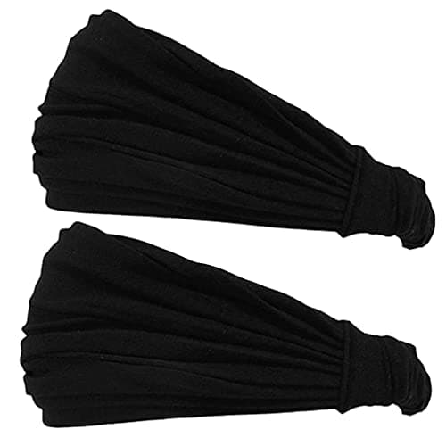 CHARM Black 2Pack Headband for Men Japanese Style Bandana Head Bands for Women and Men Stretch Hair Band for Sports Daily Wear by Casualbox M