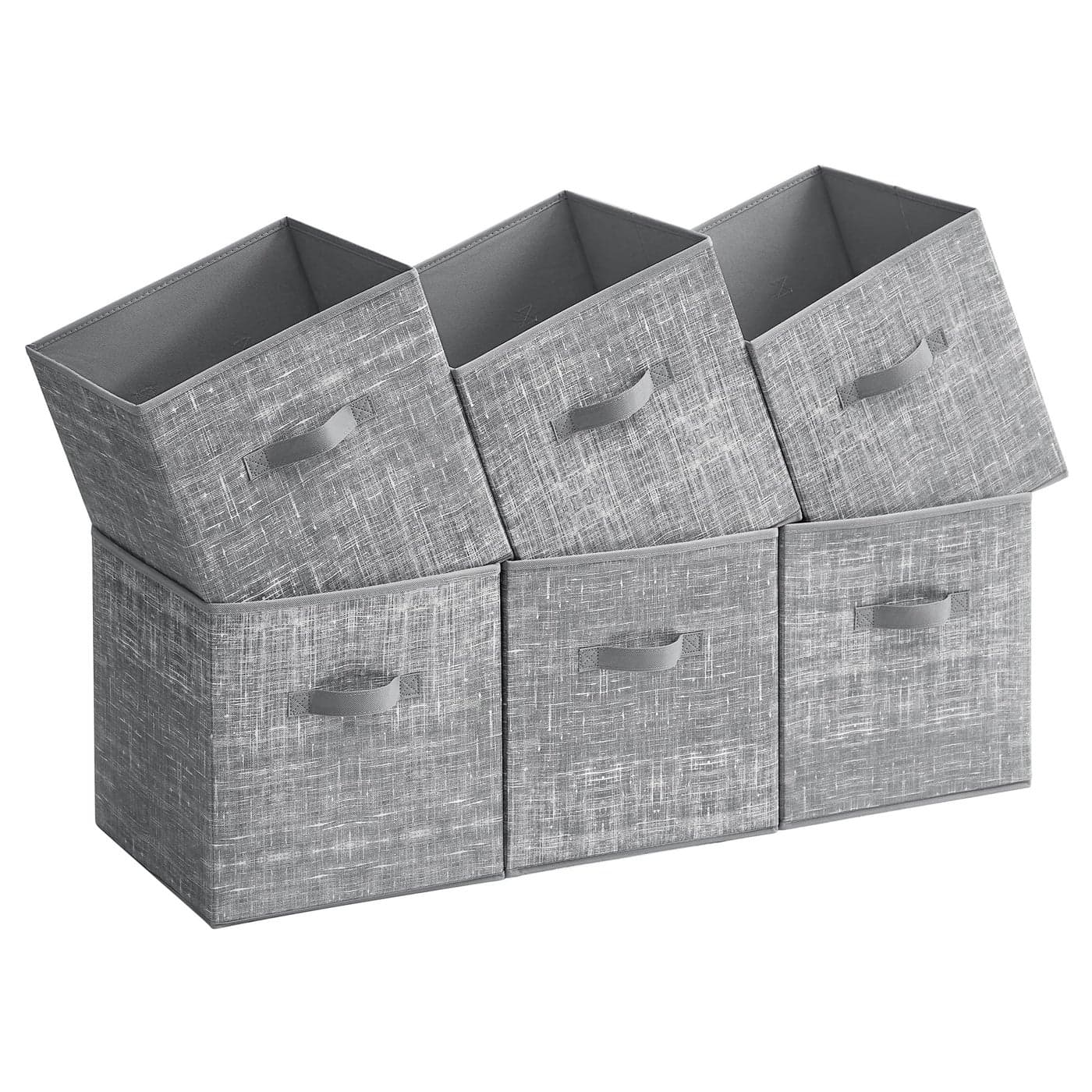 SONGMICS Storage Cubes 13Inch NonWoven Fabric Bins with Double Handles Set of 6 Closet Organizers for Shelves Foldable for Clothes Cattail Gray UROB033G01