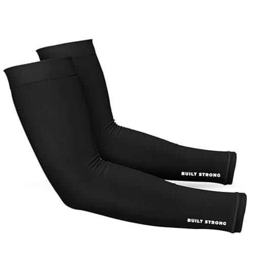 XTRIM Unisex Arm Compression Sleeves for Outdoor & Indoor, Dust and Sun Protection Sleeves for Men & Women, Arm Sleeves for Bike Riding, Cricket, Running & Basketball (Large, Jet Black)