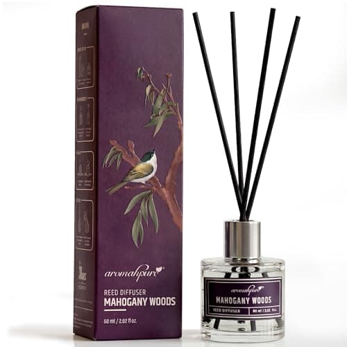 Aromahpure Premium Reed Diffuser Set - Mahogany | 60 ML with 4 Fiber Reed Sticks Long Lasting Upto 35 Days | Room Freshener for Bedroom, Washroom, Office | Toxin Free, Aromatherapy, Stress Relief