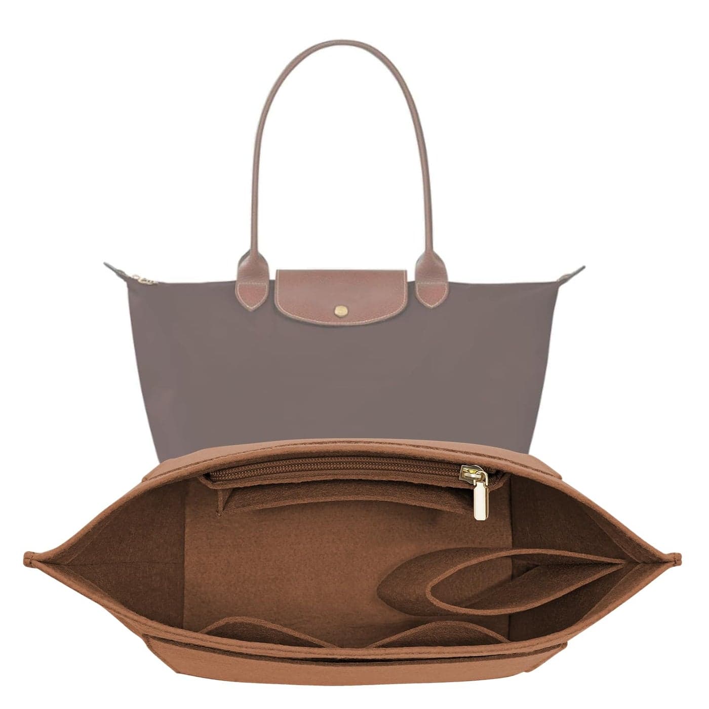 LOUKAYCCI Purse Organizer Insert for Le Pliage Large Handbags Insert Organizer Brown Large