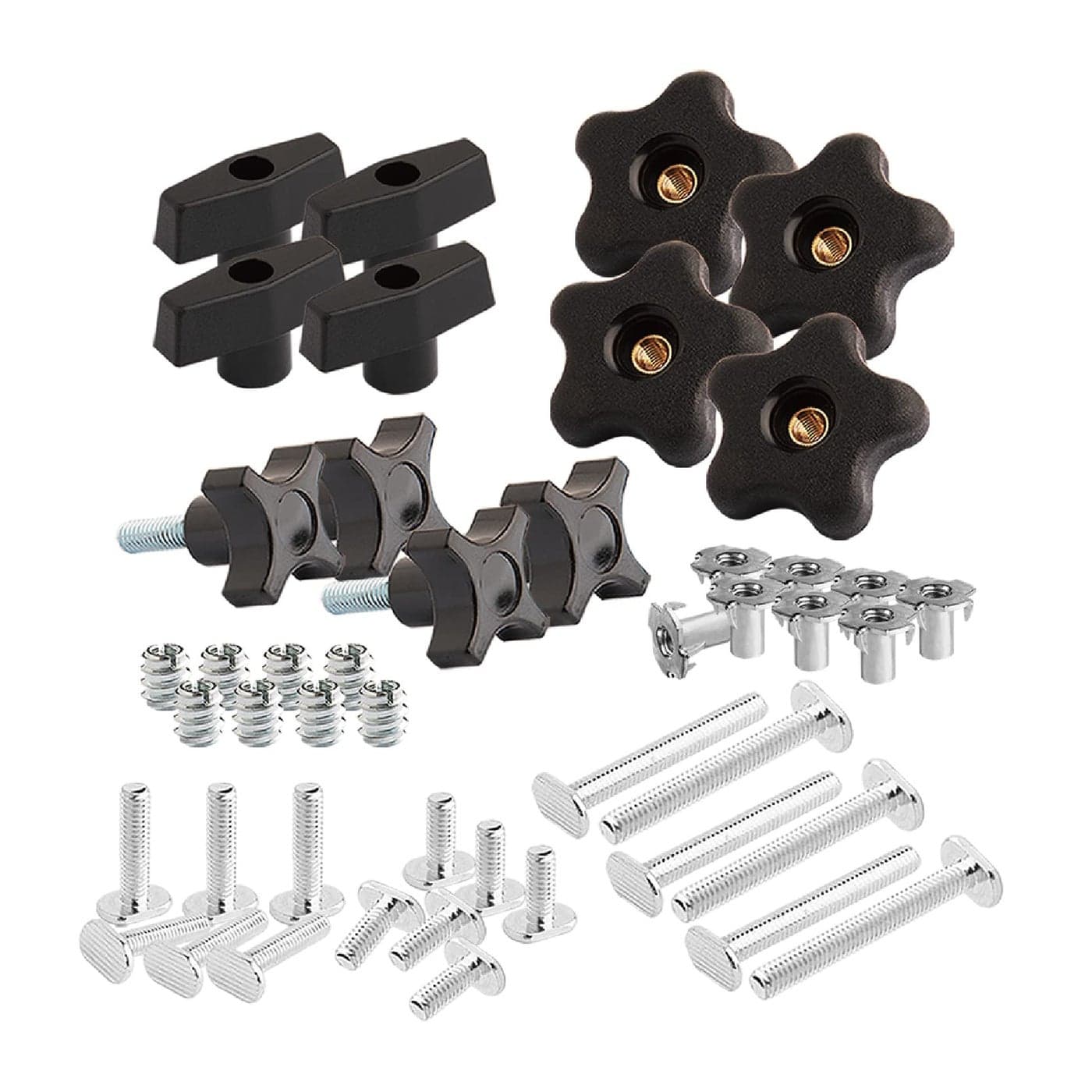 POWERTEC 71173 T Track Knob Kit 1420 Threaded Bolts and Washers 46 Piece Set T Track Bolts T Track Accessories for Woodworking Jigs and Fixtures