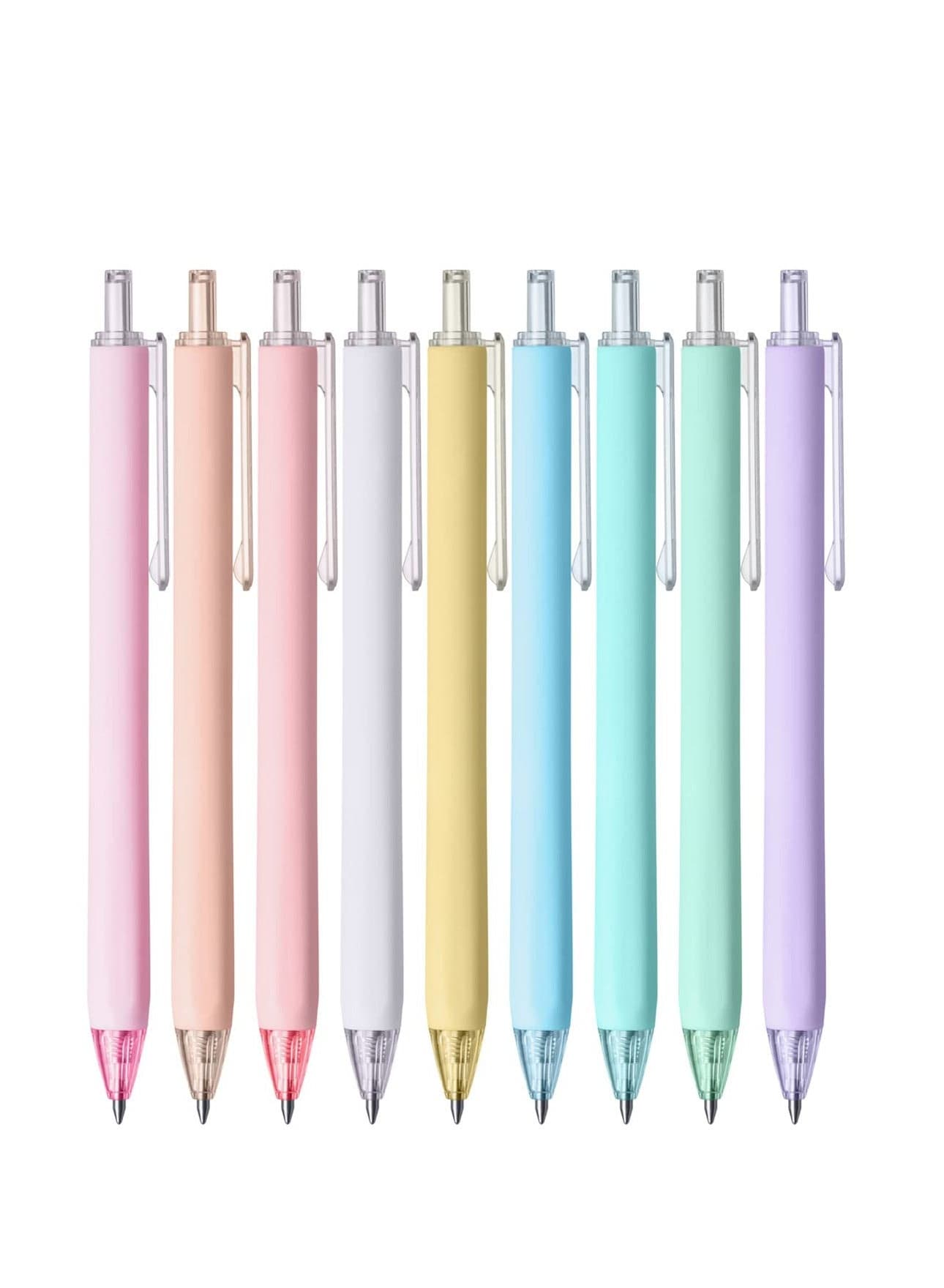 9 Colorful Retractable Gel Pens Set, Cute Highlighters for Kids and Artists, Aesthetic School Supplies, Perfect for Students and Creative Projects