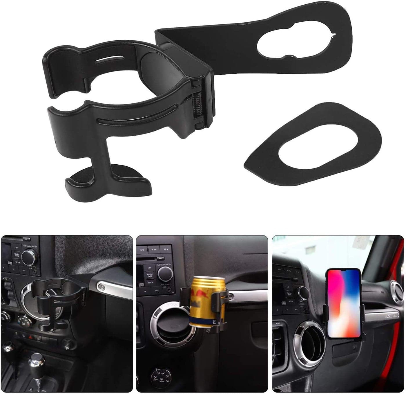 Hooke Road MultiFunction Drink Cup Phone Holder Bolton Stand Bracket Organizer for 20112018 Jeep Wrangler JK Rubicon Sahara Sport 24 Doors