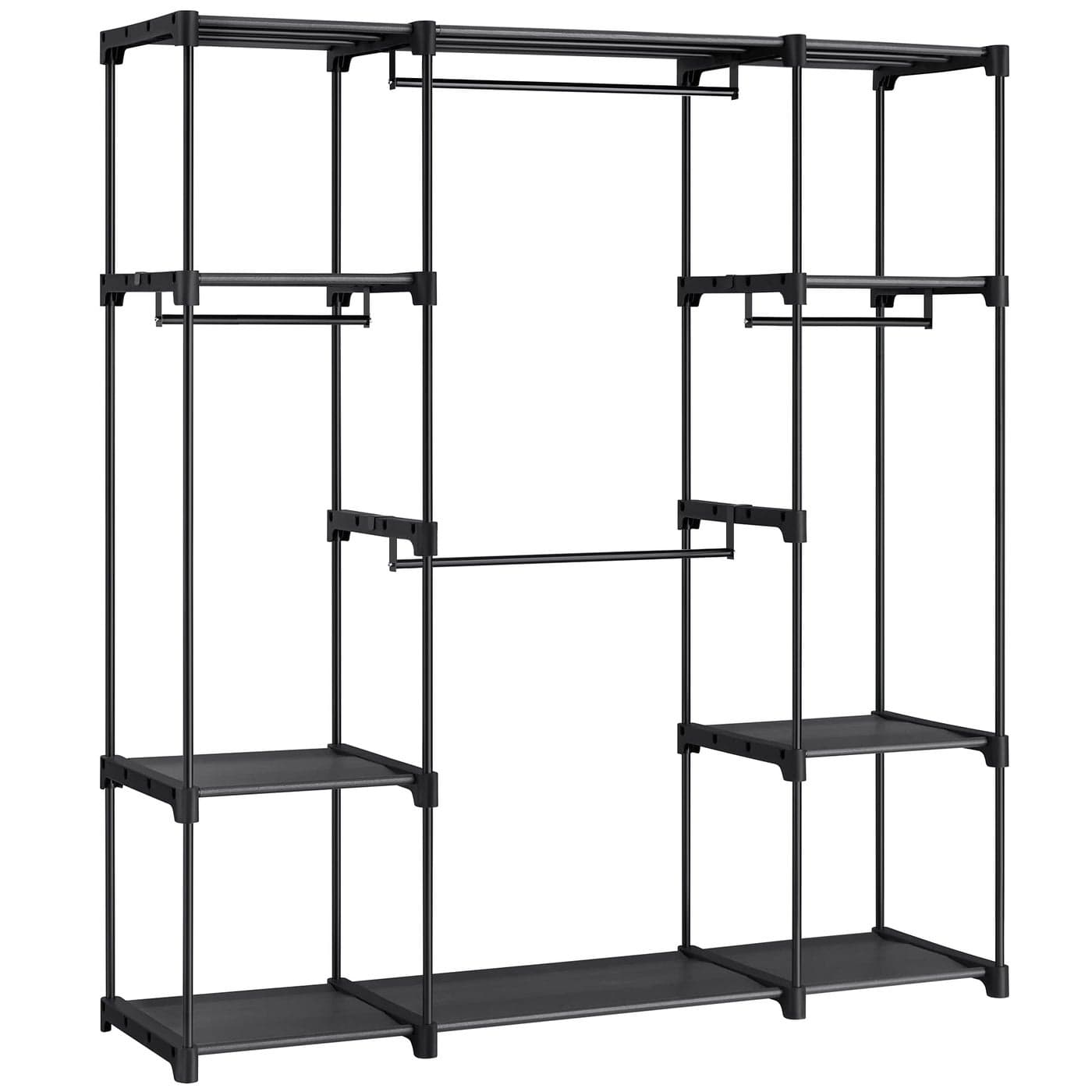 SONGMICS Clothes Wardrobe Clothes Rack Portable Closet 43 x 151 x 166 cm 4 Hanging Sections with Compartments Large Capacity for Bedroom Living Room Laundry Room Black RYG036B02