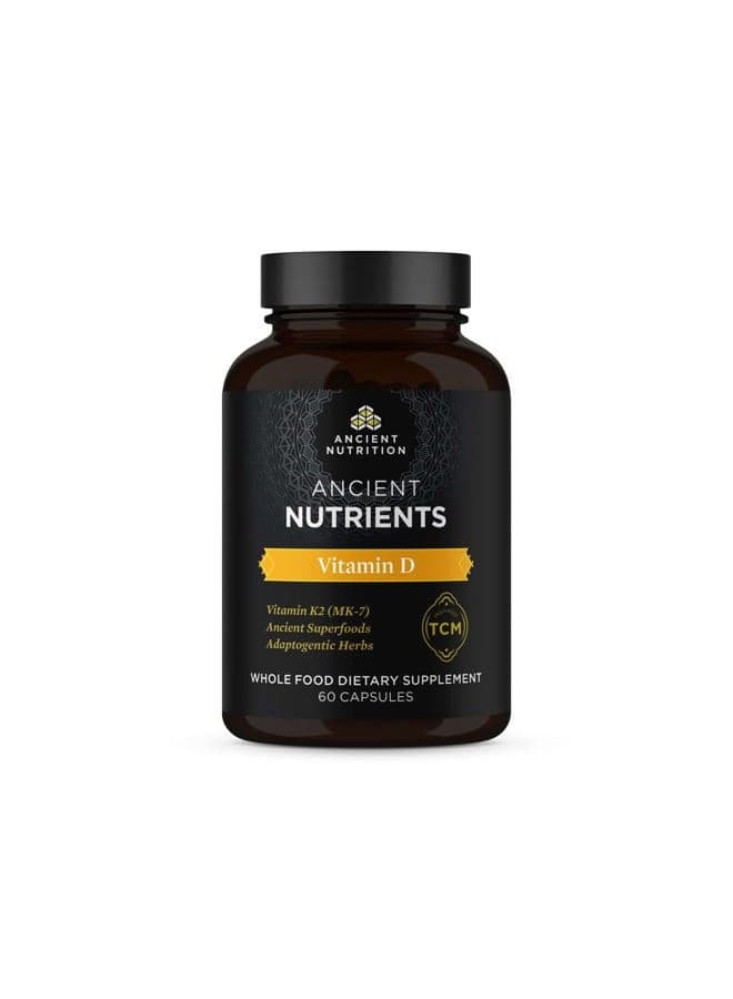 Vitamin D Supplement by Ancient Nutrition, 5,000 IU Vitamin D for Immune Support, Made from Bone Broth and Mushroom Extract, Supports Healthy Inflammation, Paleo and Keto Friendly, 60 Capsules