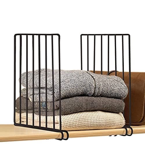 Go Hooked Wardrobe Shelf DividervCloth Organizer Wardrobe Closet Separator Metal Black Cloth Fabric Shelf Divider Wardrobe Cloth Closet Fabric Closet Set of 2