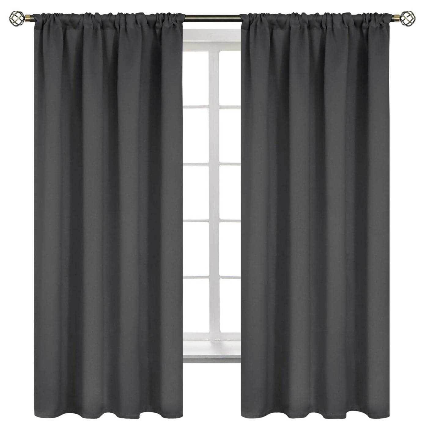 BGment Pocket Bedroom Curtains 63 Inch Long Dark Grey Room Darkening Thermal Insulated Blackout Drapes for Living Room Privacy Light Blocking Blinds 52 x 63 Inch 2 Panels