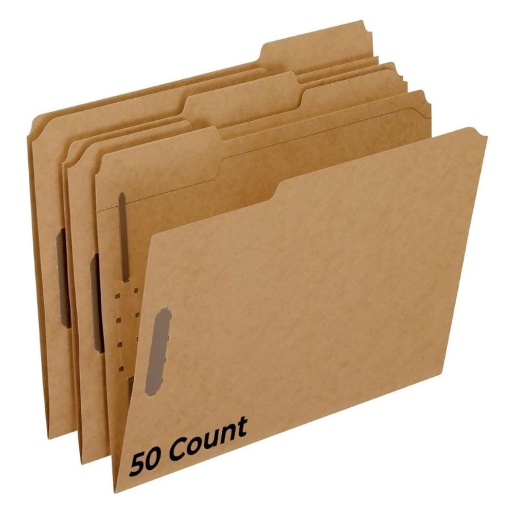 Pendaflex Fastener File Folders 2 Prong File Folder Fasteners for Secure Paper Storage Manila Folders with 13 Cut Tabs Ideal for Office Home School Use Brown Color 50 Folders Pack of 1