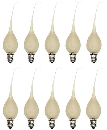 Creative Hobbies® Country Style Incandescent Silicone Dipped Candle Light Bulbs (Pkg of 10 Bulbs) ~ 5 Watt Pearlized Silicone, Gold Glow