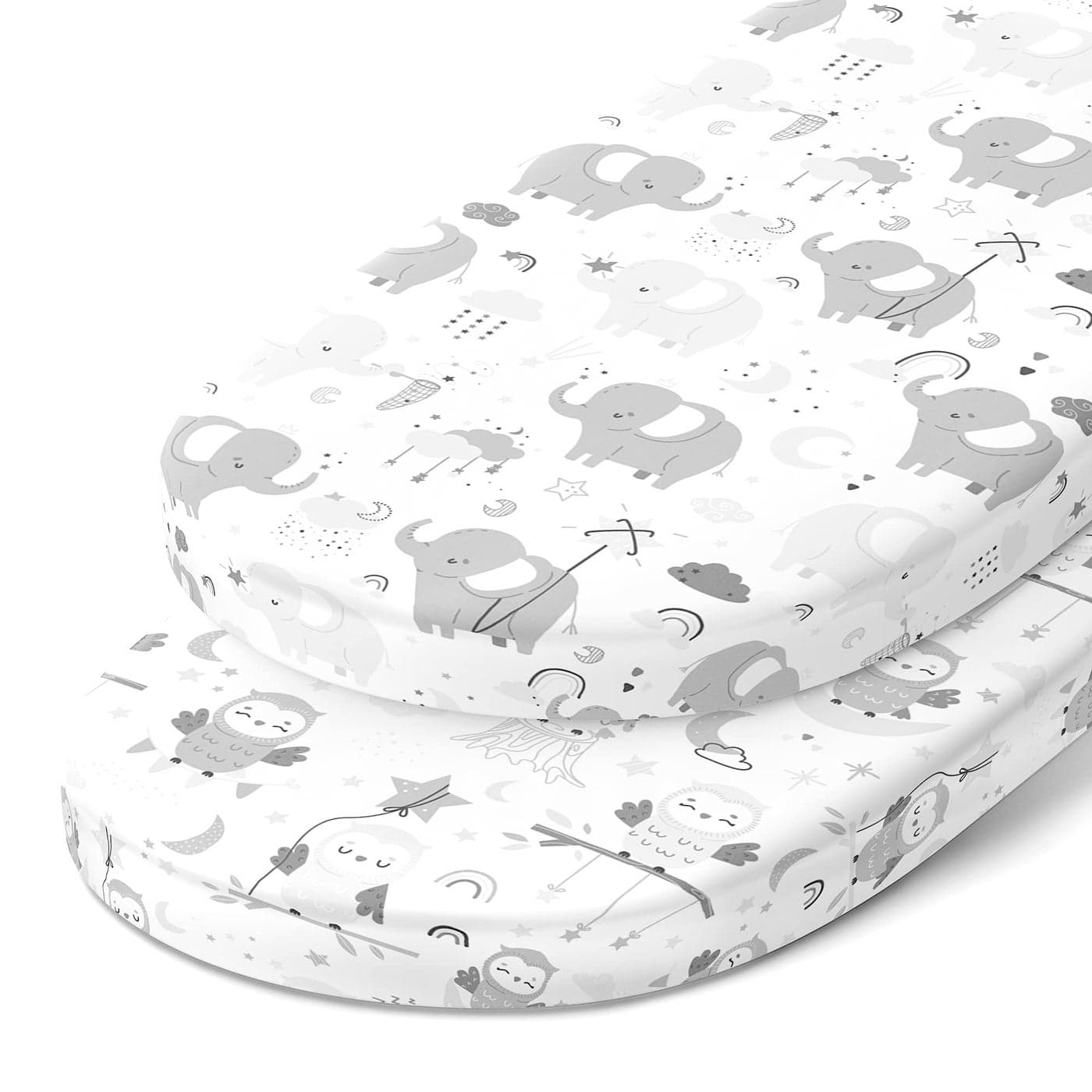 Bassinet Fitted Sheets for Delta Children and Simmons Kids Bassinet Fits 16 x 32 Inch Oval Bassinet Mattress Pad Snuggly Soft 100 Jersey Cotton 2 Pack