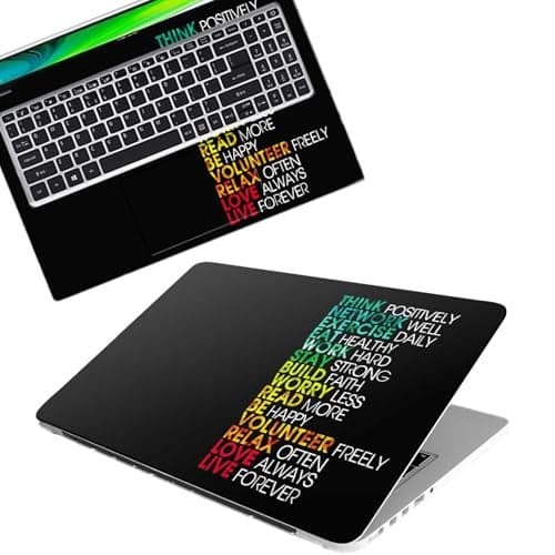 Galaxsia Think Positively Quote Full Body Vinyl Laptop Skin/Sticker/Cover Upto 15.6 Inches Laptops Laminated-Removable-HD Quality Compatible for Hp-Dell-Sony-Lenovo-Asus etc.(15x10 Inches)