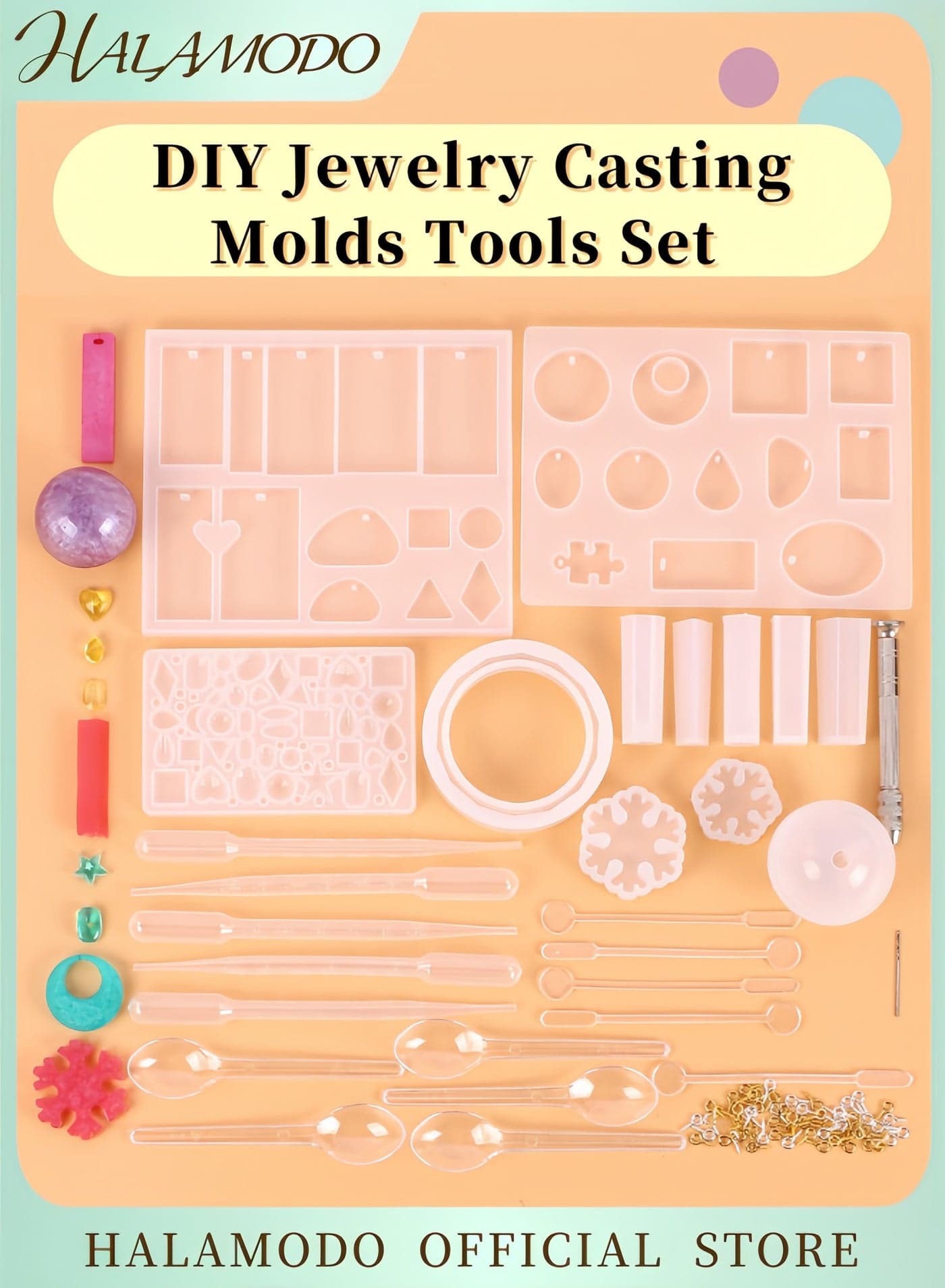 DIY Jewelry Casting Molds Tools Set Resin Mold Silicone Pendant Molds Silicone Earrings Molds Jewelry Crafting Tool Various Shape Jewelry Part Moulds for Crafting