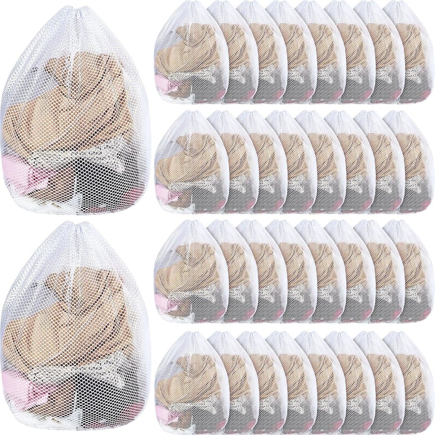 40 Pcs mesh laundry bags bulk with Drawstring 20 x 24 White Heavy Duty Mesh Bag Machine Washable Sturdy Large Net Laundry Wash Bag for Dormitory College Apartment Travelling Camping