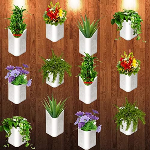 TechHark Wall Hanging Flower Pots For Home And Garden Decoration - Front H- 4", Back H- 6.5", Side Width- 5.5", Back W- 5" (Pack Of 24), White