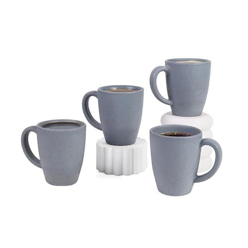 Irida Naturals Planet Friendly Coffee Mug - Microwave Safe Mugs for Hot and Cold, Coffee Cup Made with Rice Husk & Bamboo Fibers, Natural Matte Finish Mug Set, Pack 4 300ML (Sky Blue)