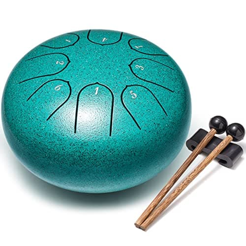 Lronbird Steel Tongue Drum Percussion 6 Inch 8 Notes Musical Instruments Music Gifts for Family Friends Malachite