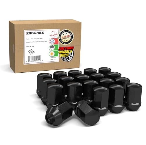 Wheel Accessories Parts 20 Pcs 9/16"-18 Thread OEM Style Lug Nuts 1.65" Long Black 7/8" 22mm Hex Fits Chrysler Aspen | Dodge Dakota Durango RAM 1500 | RAM 1500 Dakota 0603-6433AA | 611-204