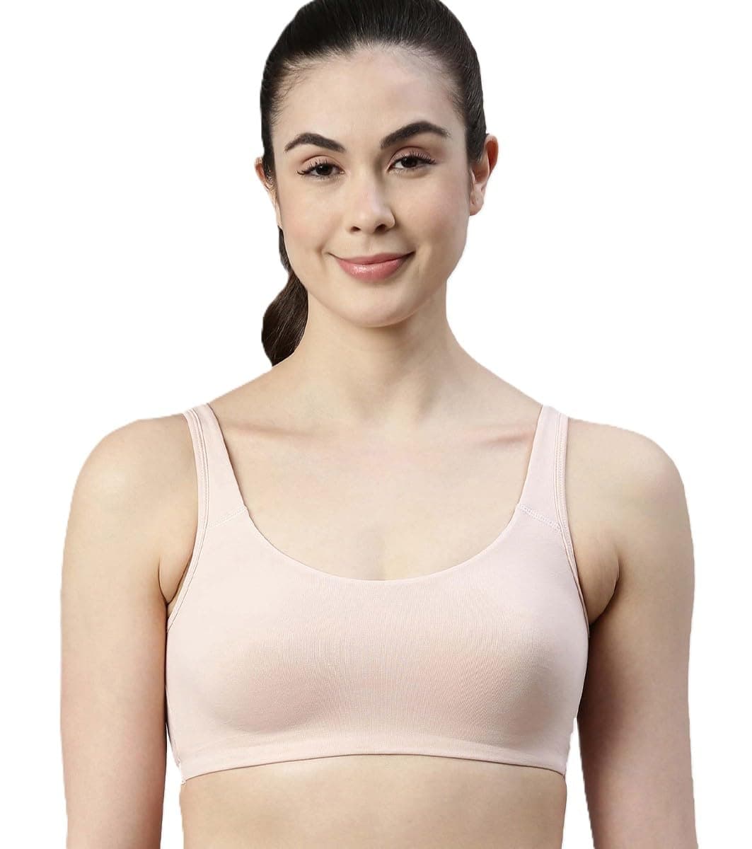 Enamor SB06 Low Impact Bra - Non-Padded, Wirefree & High Coverage Pearl