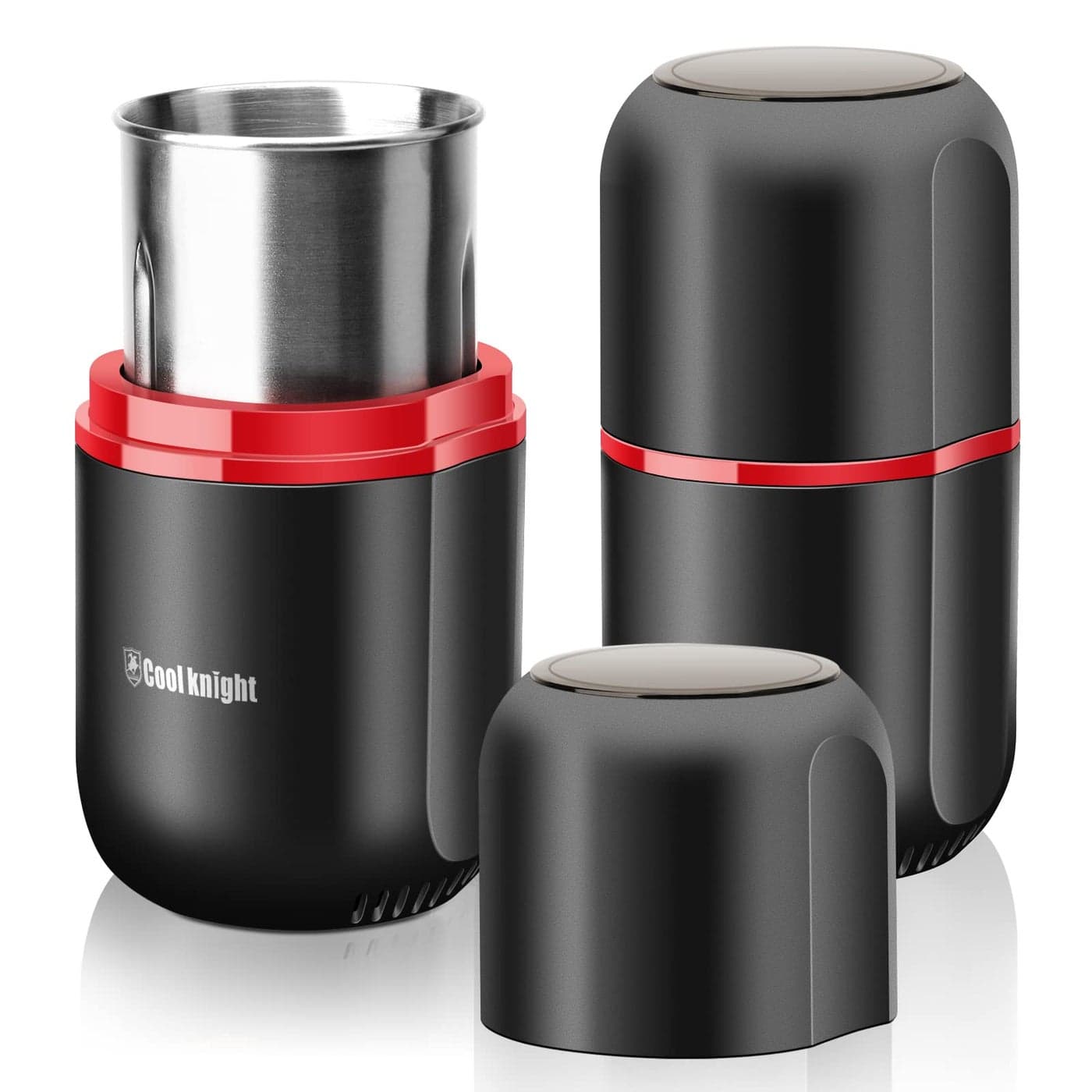 COOL KNIGHT Herb Grinder large capacityfastElectric Spice Herb Coffee Grinder with Pollen Catcher 75 Black