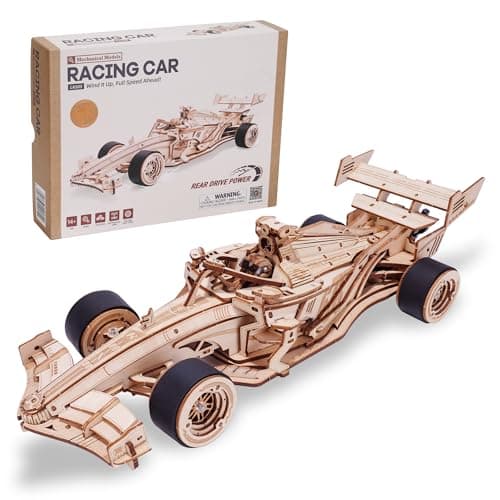 ROBOTIME 3D Puzzles for Adults 118 Scale Wooden Formula Racing Car LK505 Wood Mechanical Model Car Kits to Build Cool Crafts for Teens Adults Project Kits Model Building Set