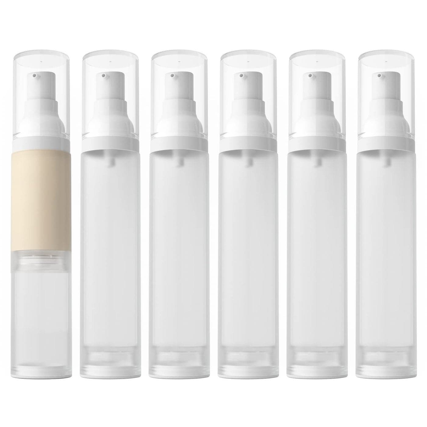 LONGWAY 17oz 50ml Airless Cosmetic Cream Pump Bottle Travel Size Dispenser Refillable ContainersFoundation Travel Pump Bottle for ShampooPack of 6 Frosted Translucent