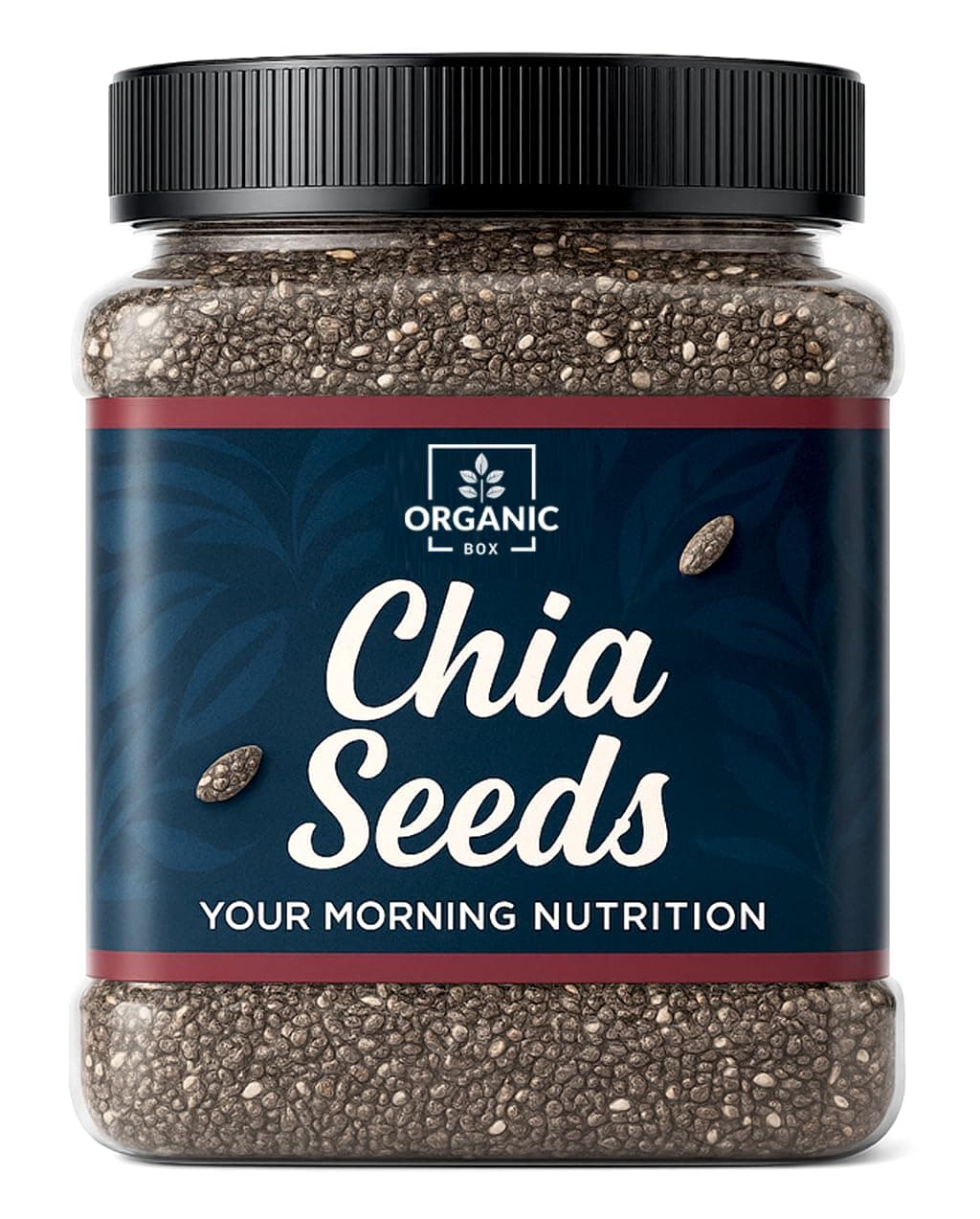Organic Box Raw Chia Seeds For Eating 1kg (Jar Pack) Healthy Snack For Immunity Booster, Rich in Fiber - Diet Snacks For Weight Loss, best source of omega 3