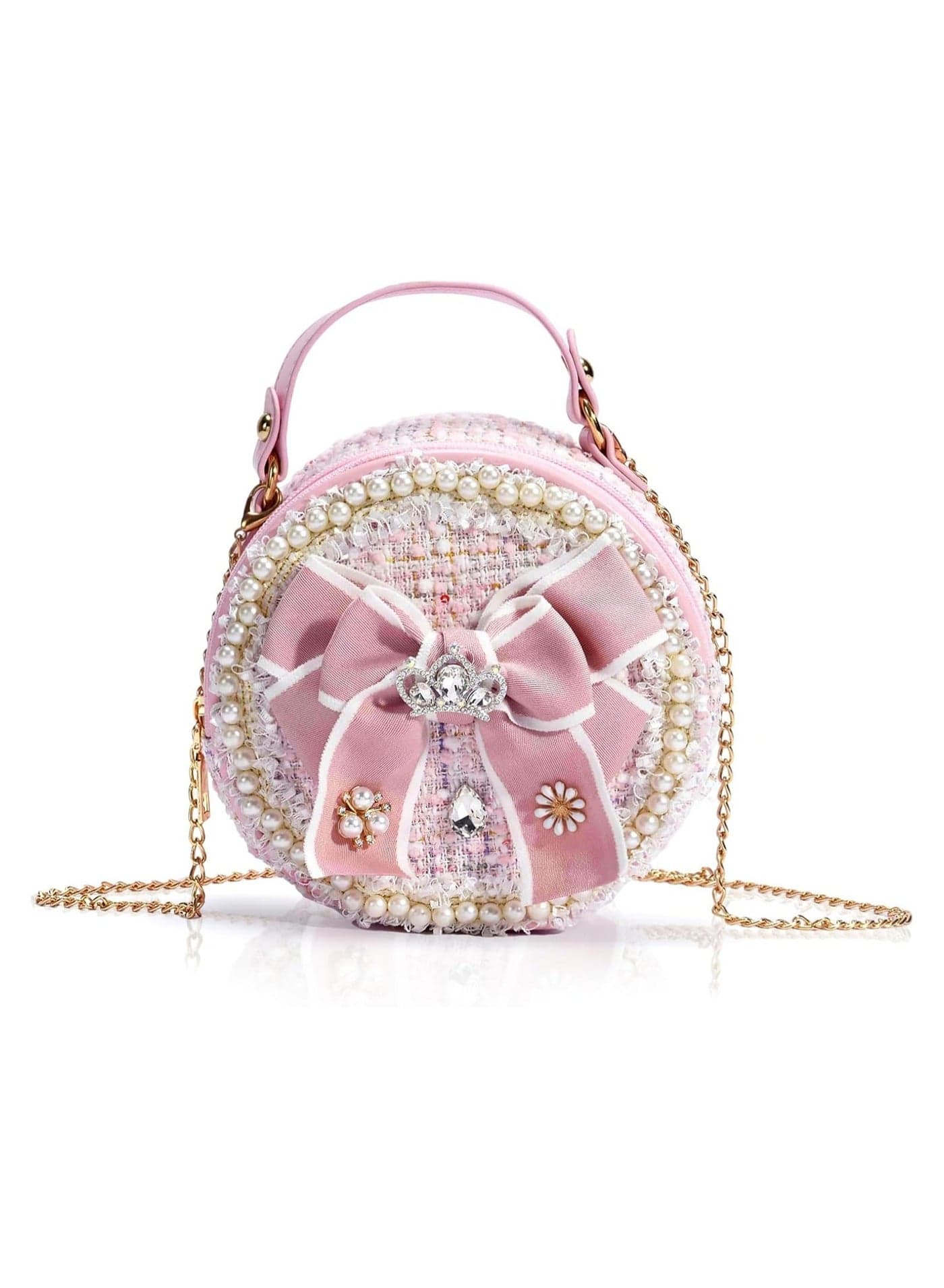 Princess Wallet for Girls: Adorable Crown Crossbody Bag with Pearl Handle The Perfect Gift for Little Girls