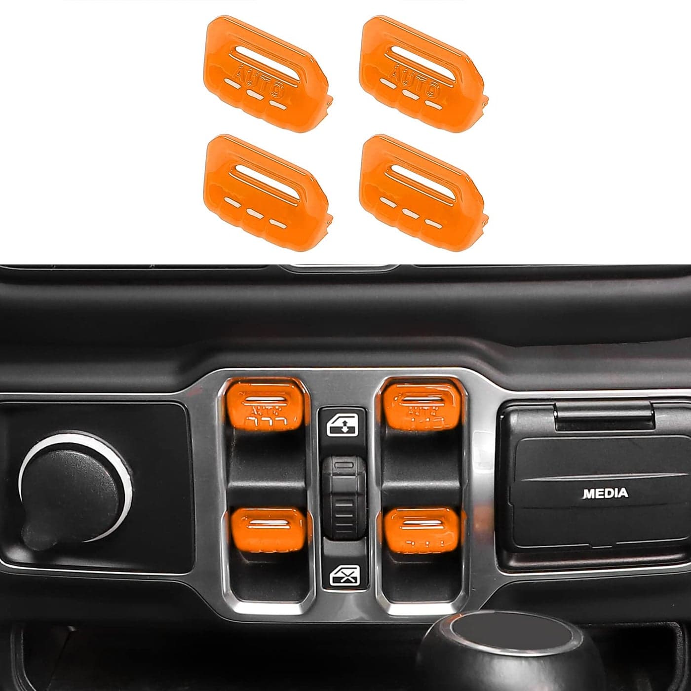 Jimen Compatible with Jeep Wrangler JL JLU 20182023 and Jeep Gladiator JT 20202023 4PCS Center Console Window Button Switch Cover Interior Trim Accessories Orange