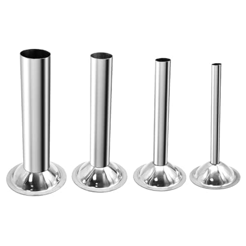 Saihisday 4Pcs Sausage Stuffing Tubes Stuffing Nozzles Stainless Steel Sausage Maker Tubes Snack Stick Stuffer Tube Sausage Stuffer Tubes for 1012 Meat Grinder