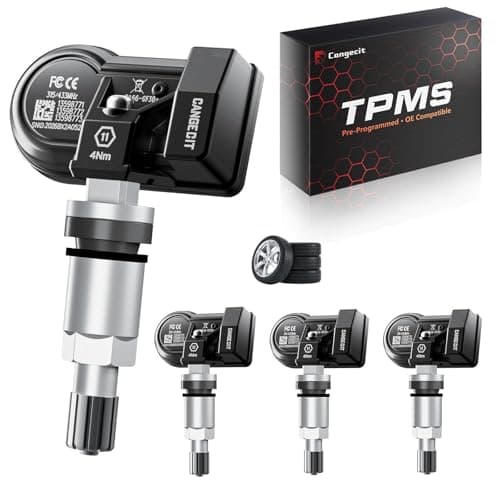 315/433MHz Pre-Programmed TPMS Sensor Set of 4 Fits Chevy Silverado, GMC Sierra, Tahoe, Suburban, Yukon, Escalade, Traverse, Equinox, Acadia, Colorado | OE# 13528563 13598773
