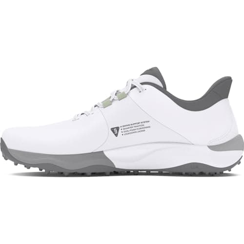 Under Armour Men's Drive Pro Spikeless, (100) White/White/Metallic Gun Metal, 7, US
