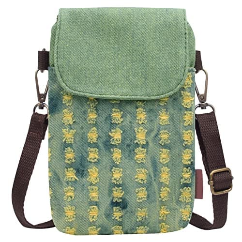 WITERY Small Crossbody Bags for Women - Handmade Cute Canvas Cross Body Phone Purse Cloth Pouch with Adjustable Shoulder Strap, Mini Teen Girl Travel Cell Phone Purse Wallet