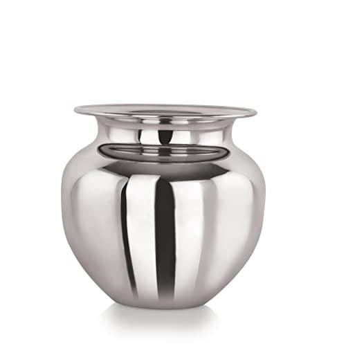 Priya Stainless Steel Heavy Lota (Pooja Lota 625ml) – 1 Piece, Silver | Traditional Water Pot for Pooja, Temple & Daily Use | Rust-Resistant, Durable & Easy to Clean | Indian Design Vessel