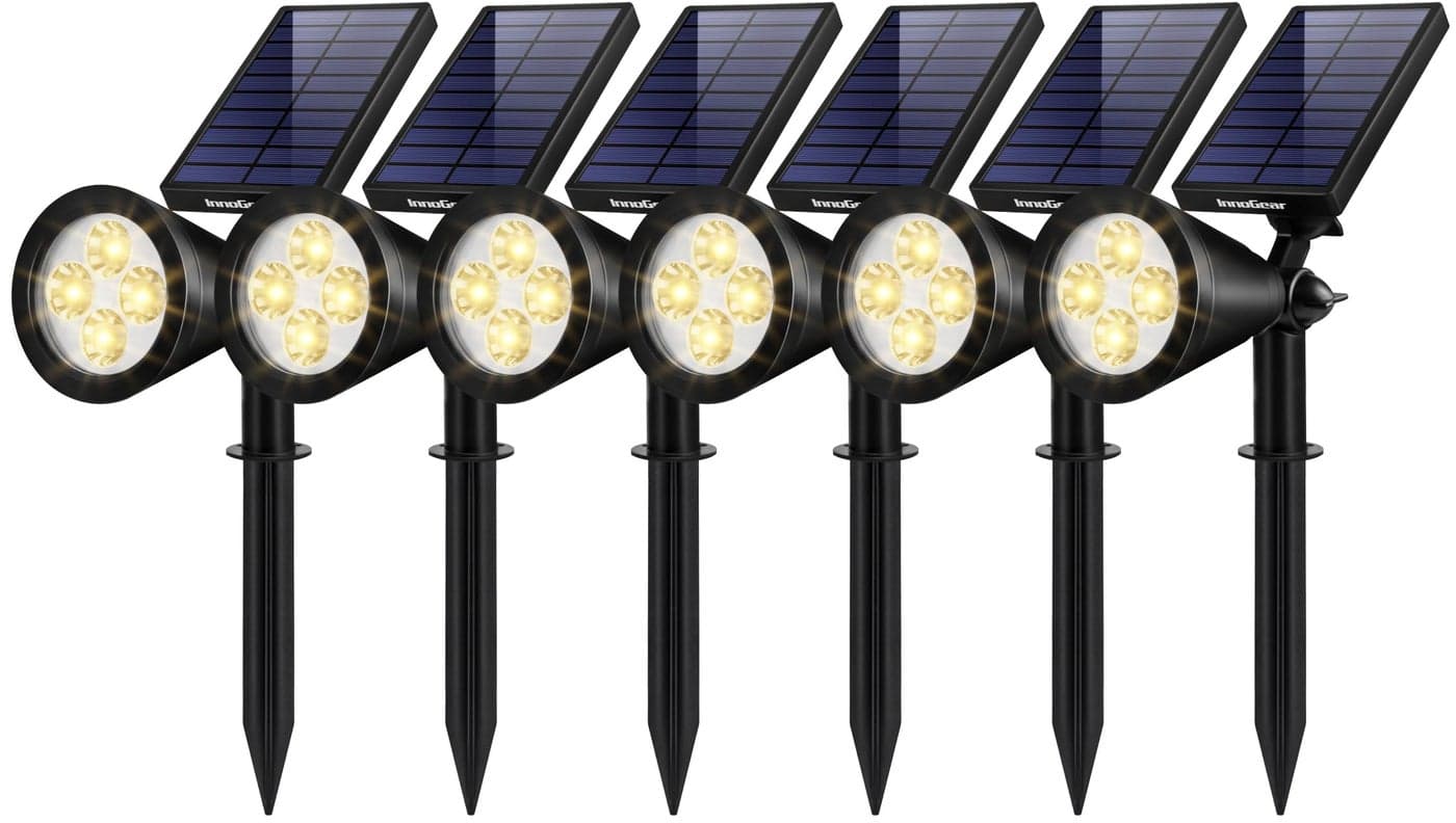 InnoGear Solar Lights Outdoor Waterproof Solar Garden Light for Outside Yard Landscape Lighting Pathway Spot Lights Spotlight Wall Light Auto OnOff Pack of 6 Warm White