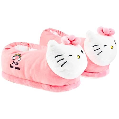Hello Kitty Sanrio 3D Slippers for Girls Teens Women, Anti-Slip Sole Indoor House Shoes, Kawaii Cozy Gifts for Women Mom (Pink, 5.5/6 US)