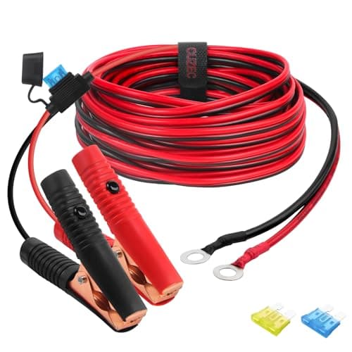 CUZEC 16 AWG Extension Cord Eyelet Terminal with Battery Clamp 12V 24V Battery ClipOn for HighPower Inverter and More 131FT Long