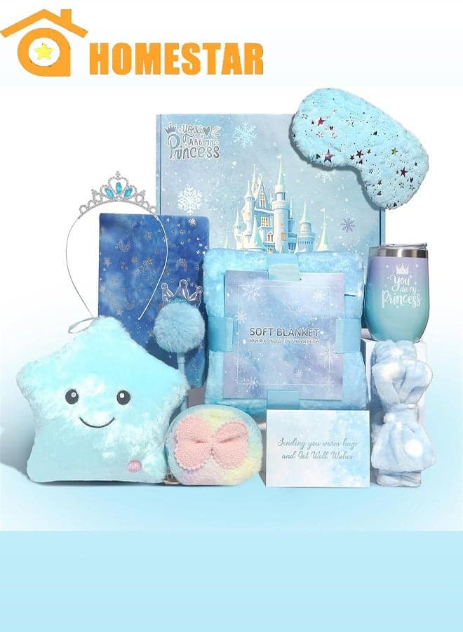 Star Gift Box Set for Girls, Girl Gifts with Blue Blanket Eye Mask and Tumbler, New Year Birthday Children's Day Gifts for Girls