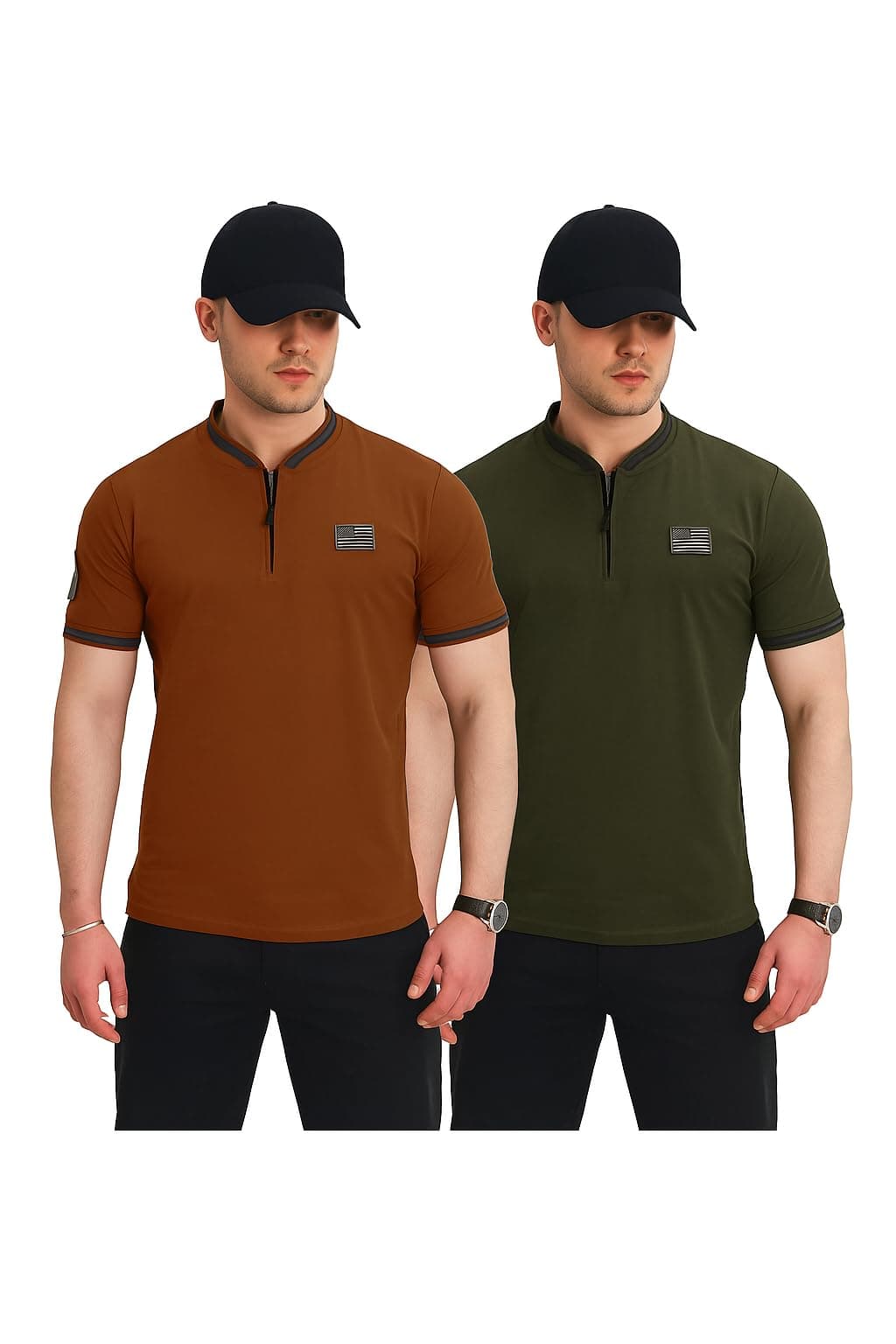 Lymio Polo T Shirt for Men || Men Casual T-Shirt || Polo Available in Combo Pack of 2 (POLO-52-54-OliveGreen-Orange-2XL)