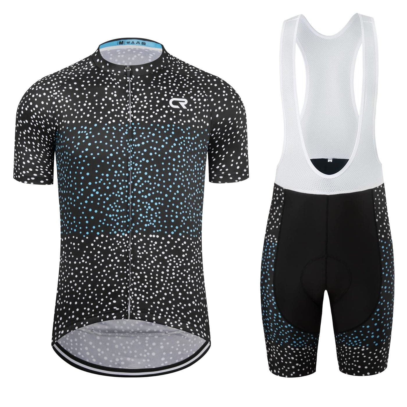 Coconut Ropamo CR Mens Cycling Jersey Set Road Bike Jersey Zipper Pocket Short Sleeves Cycling Kits Bib Shorts 3D Padded BlackWhite dot M