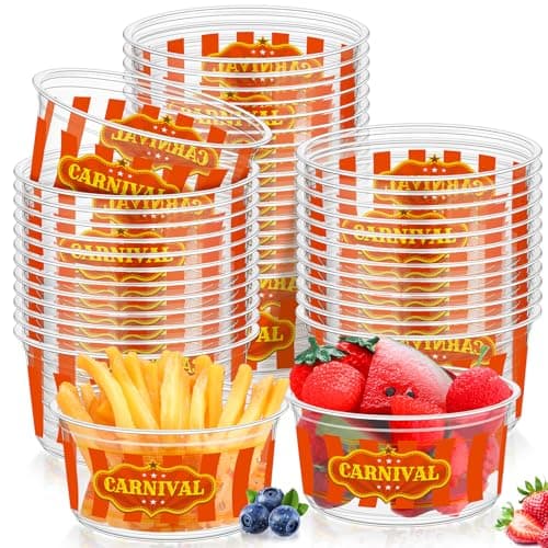 Sumind 50 Pcs Carnival Party Supplies 12 oz Carnival Plastic Bowls Disposable Tablewares Decorations Circus Food Serving Bowls for Guests Circus Themed Birthday Party Favors Supplies