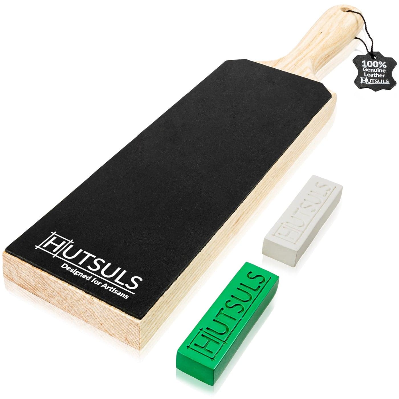Hutsuls Leather Strop for Knife Sharpening Get RazorSharp Edges with 3 x 9 Double Sided Paddle Strop Block Easy to Use Knife Strop with Ergonomic Handle Stropping Leather Knife Sharpener Guide