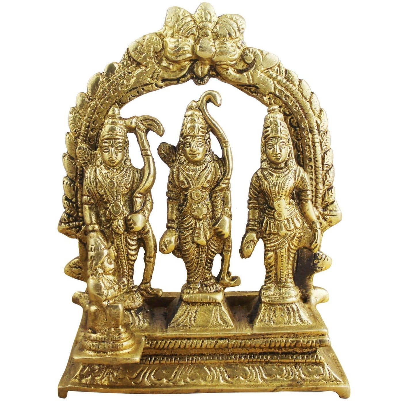 Idol Collections Brass Ram Darbar Lord Rama Laxman and Sita Religious Statue for Home Decor Height 46 Inch Gold