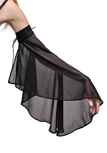 PROCOS Women's Victorian Long Tulle Gloves Opera Pageant Gloves Chiffon Tulle Detachable Sleeves for Wedding Dress Party (Black)