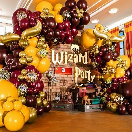 ALLIN1 Magical Wizard Balloons Garland Arch Kit with BONUS Snitch for Magical Wizard Birthday Decorations Magical Wizard Party Supplies for Hogwarts Balloons Magic Wizard Theme Baby Shower