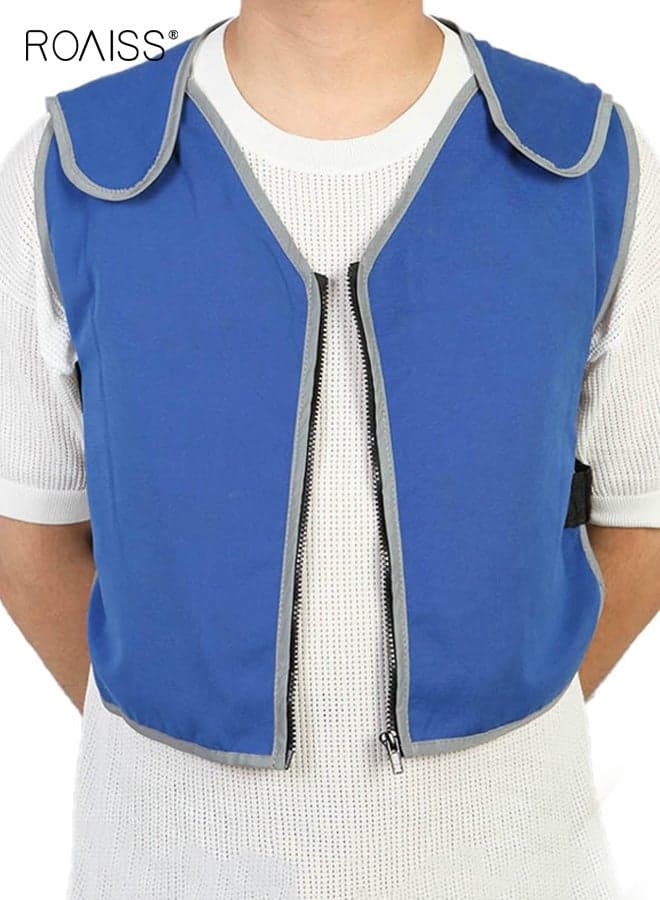 Summer Safety Vest with 4PCS Ice Packs Ice Cooling Vest for Men Women Cool Vest for Hot Weather Work Kitchen Outdoor Heat-Resistant Breathable Cooling Clothing Blue