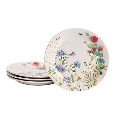 Bico Summer Provence Salad Plates Set of 4, 8.75 Inch Ceramic Dessert Plates for Salad, Appetizer, Side Dishes, Microwave and Dishwasher Safe, Gift for Housewarming and Thanksgiving