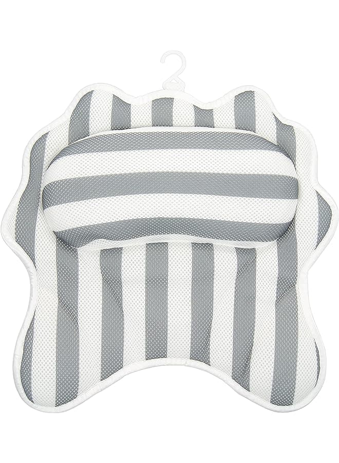 Bath Pillow for Tub & SPA - Ergonomic Bathtub Cushion for Neck, Head & Shoulders with Breathable Quilted Air Mesh/ 6 Strong Suction Cups/Hanger/Machine Washable Material
