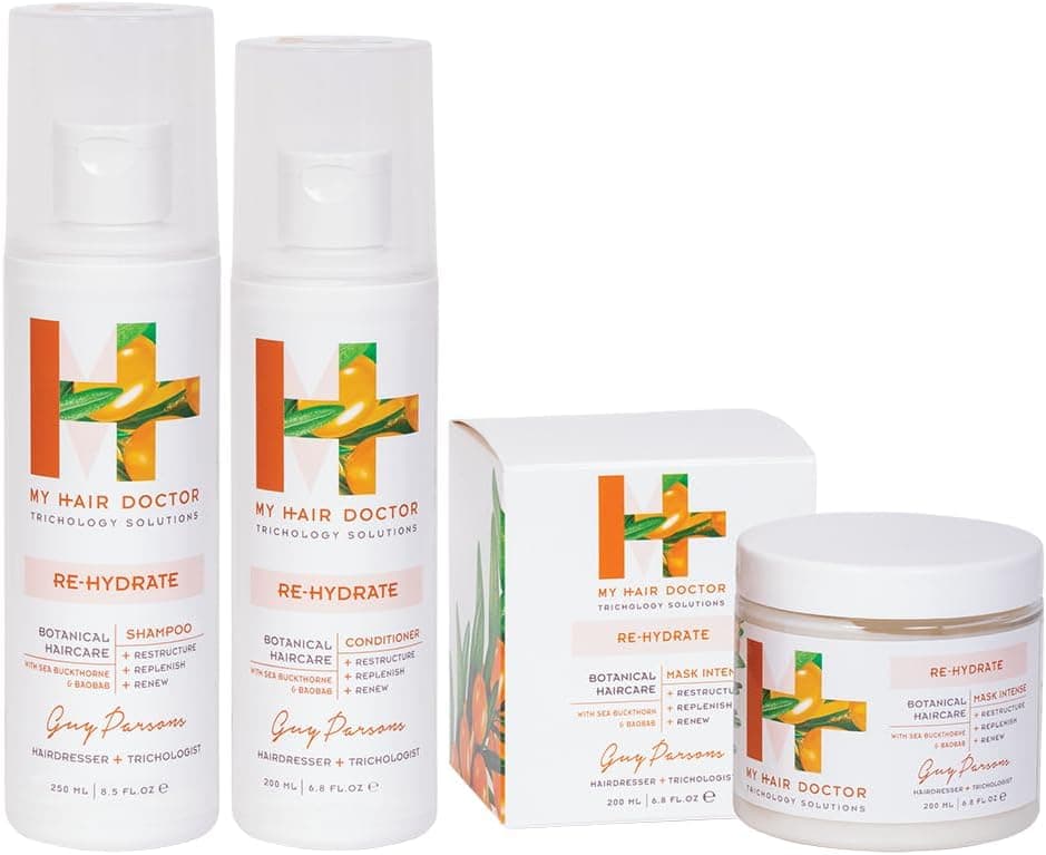 MHD ReHydrate Shampoo 250ml Conditioner 200ml Hair Mask 200ml Hydrating Trio Argan Oil Enriched Haircare Trio Set