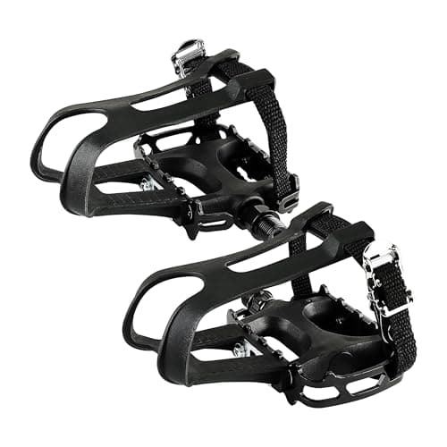 BV Bike Pedal with Toe Clip Cage - 2-Set, Universal Fit Bike Pedals 9/16" Compatible, Non-Slip & Durable Lightweight, Fits Most Adult Bikes & MTB Bicycles